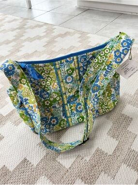 Vera Bradley Blue, Green & Yellow Floral Quilted Shoulder Bag